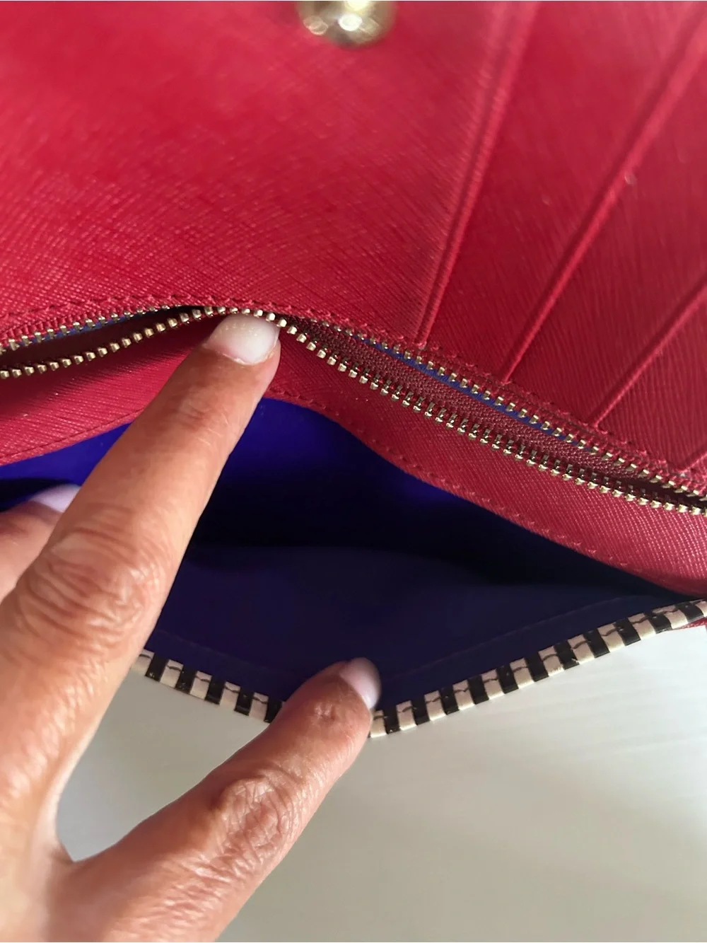 henri bendel Burgundy Saffiano Wallet with Gold Plate